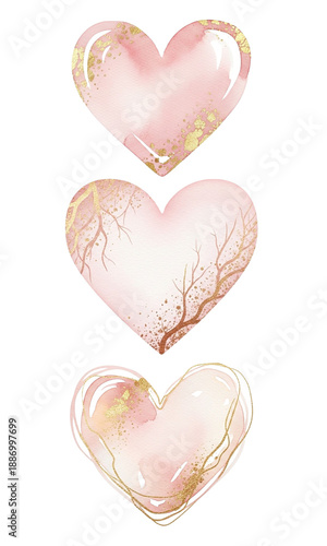 Three heart love isolated, hearts collection, Collection set of Valentine's day elements isolated