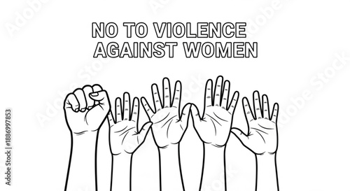 Hands raised against violence no to abuse women empowerment