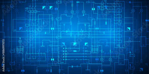 Electrical diagram. Technical drawing. Engineering industry. Vector illustration .