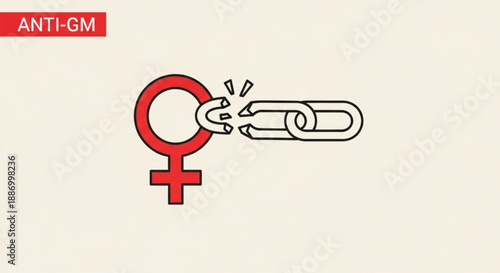 Breaking free from gender chains symbolizing female empowerment and independence