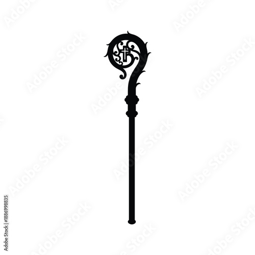 Elegant Black Iron Door Handle Illustration