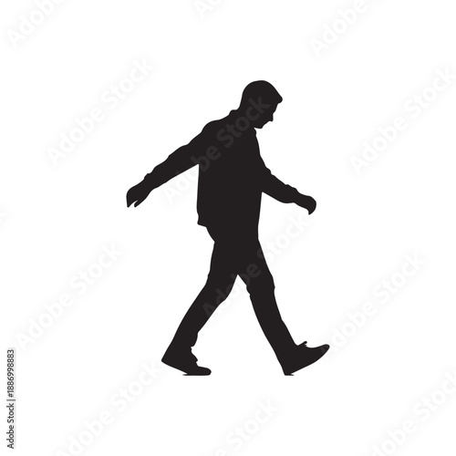 Silhouette of a walking man on a white background