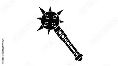Vector illustration of a formidable medieval weapon, a spiked mace, on transparent background
