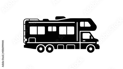 Vector illustration of, on transparent background, a travel recreational vehicle silhouette