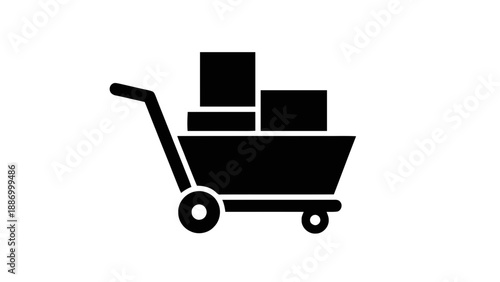 Vector illustration of a hand truck with stacked boxes, showcasing delivery and moving concepts, on transparent background