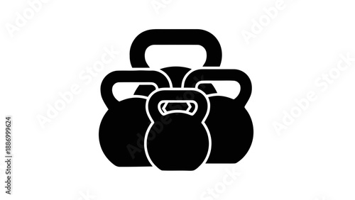 Vector illustration of multiple kettlebells, representing strength training and fitness, on transparent background