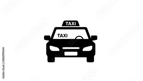 Vector illustration of a classic taxi cab icon, front view, on transparent background for transport needs