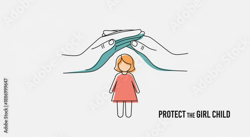 Girl child protection concept with hands and supportive care