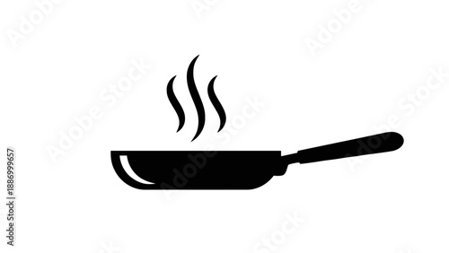 Vector illustration of a hot cooking pan with rising steam, on transparent background