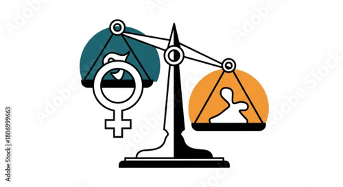 Gender equality scales balancing work and family life concepts