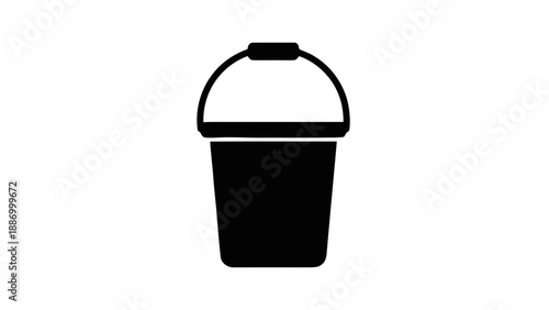 Vector illustration of, on transparent background, a black utility bucket icon