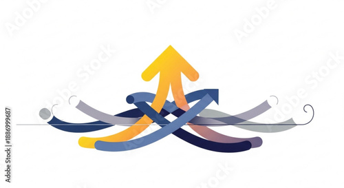 Colorful arrows pointing up symbolizing growth and progress in business and success