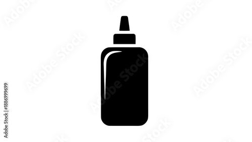 Vector illustration of a black squeeze bottle icon for condiments, on transparent background