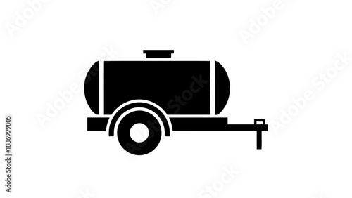 Vector illustration of a utility tank trailer for liquid transport, on transparent background