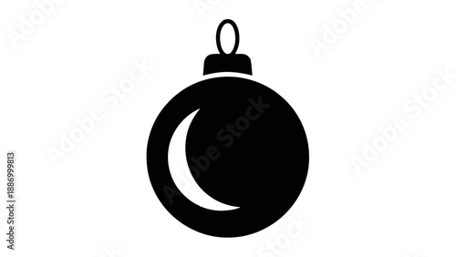 Vector illustration of, on transparent background, a single shiny Christmas ornament, symbolizing holiday celebration