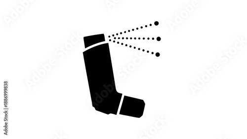 Vector illustration of an asthma inhaler spraying medication, essential for respiratory relief, on transparent background