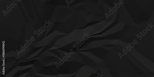 Abstract black parchment wrapping crumpled paper texture. creased page wrinkle retro rough distressed damage paper texture background.