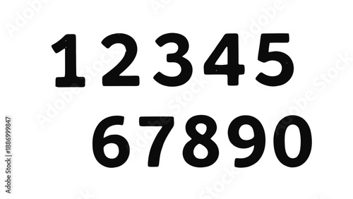 Vector illustration of, on transparent background, a full set of black Arabic numerals digits 0-9
