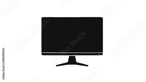 Vector illustration of a sleek modern display monitor icon, electronic screen device on transparent background