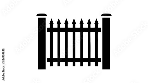 Vector illustration of a traditional security barrier or garden fence icon on transparent background