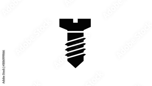 Vector illustration of a simple black screw icon, on transparent background