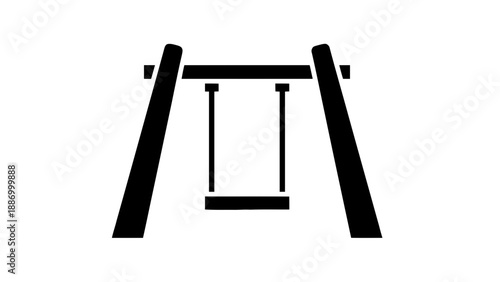 Vector illustration of a classic swing set icon, symbolizing childhood fun and playtime, on transparent background