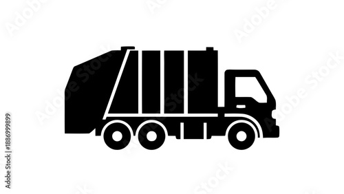 Vector illustration of a garbage truck, a waste collection vehicle, on transparent background