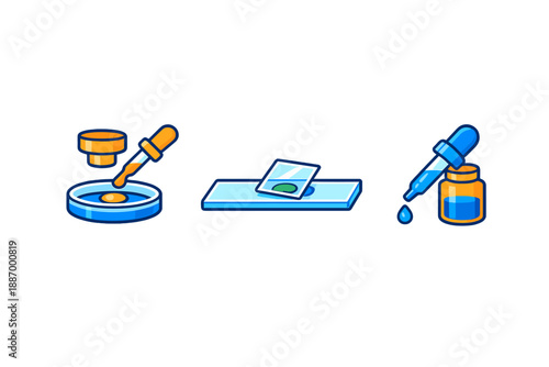 Process of preparing samples in a laboratory setting for analysis with tools like pipettes and glass slides