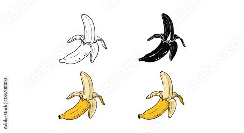 Different stages of banana ripening process