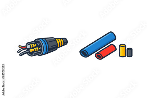 Different types of electrical connectors and heat shrink tubing for electrical wiring and repairs used in various projects and maintenance tasks