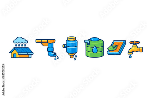 Different tools and systems for harvesting and managing rainwater in home settings to promote sustainable practices and reduce water usage
