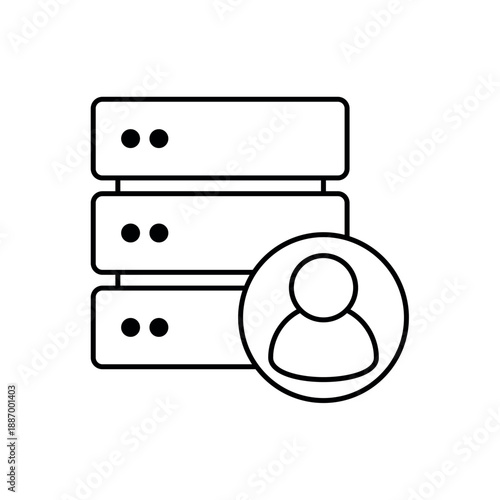 Icon a user database with person and server, isolated against a clean background.