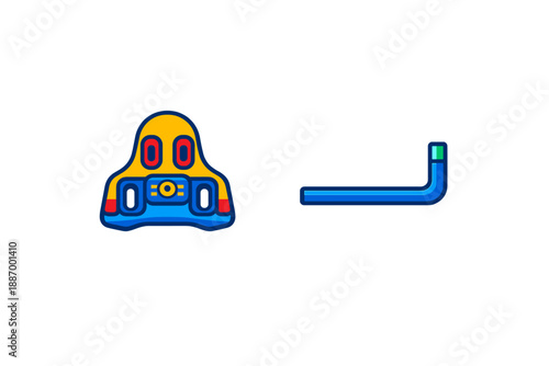 Colorful design of a cartoon pilot seat and an airplane wing displayed on a simple background showing elements of aviation and transportation