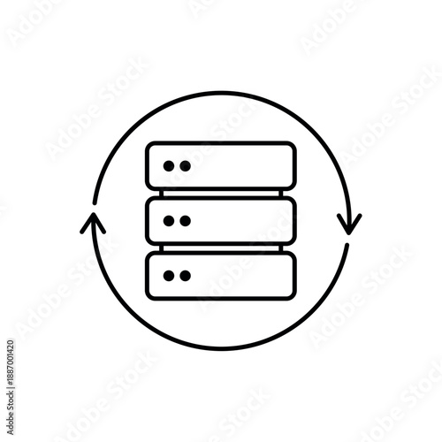 Icon a database sync with rotation arrows, isolated against a clean background.