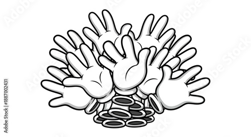 Multiple hands reaching out together in a gesture of unity and cooperation.