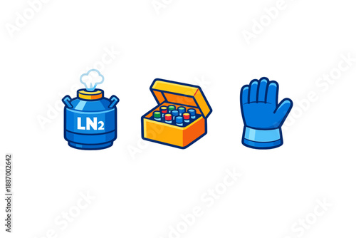 Safety equipment and materials used in a laboratory setting for handling liquid nitrogen and performing experiments