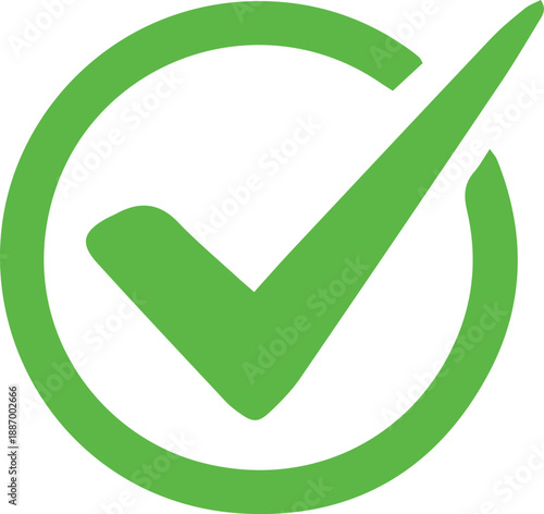 Checkmark symbol representing approval or validation in green