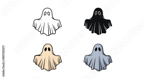 Collection of cartoon ghosts in different colors