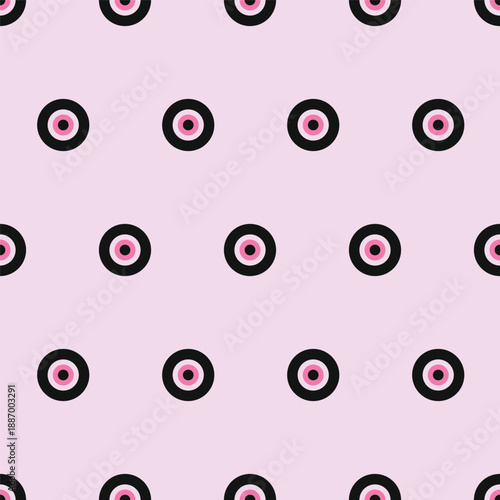 Modern Pink and Black Evil Eye Talisman Seamless Pattern