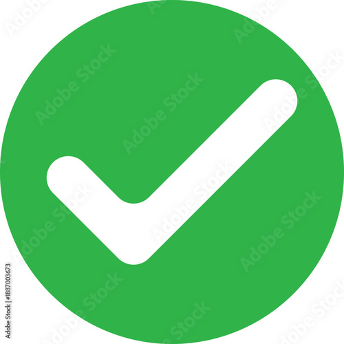 Green circle with white checkmark symbol for approval and confirmation