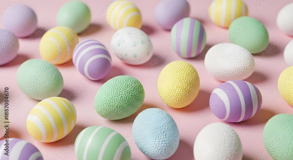 Obraz premium Colorful easter eggs on pink background