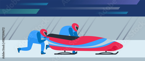 bobsleigh competition winter spot game vector illustration