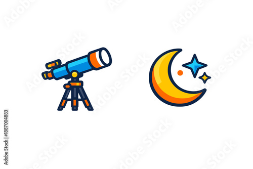 Exploring the night sky with a telescope for stargazing and learning about the moon and stars during an educational event in a backyard