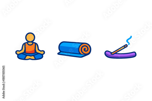 Practicing yoga with a mat and incense at a wellness center during morning hours