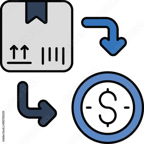 Shipping cost flowchart isolated on transparent background