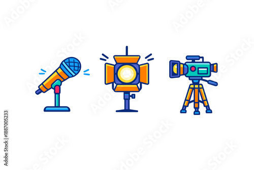 Equipment used for recording sound and video in a studio setting at a creative workspace for projects and production