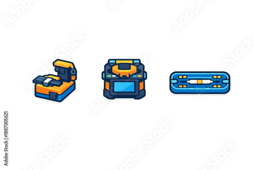 Different types of tools arranged in a row showing their unique designs and colors