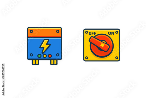 Electric device with power switch and indicator lights showing function in a simple design