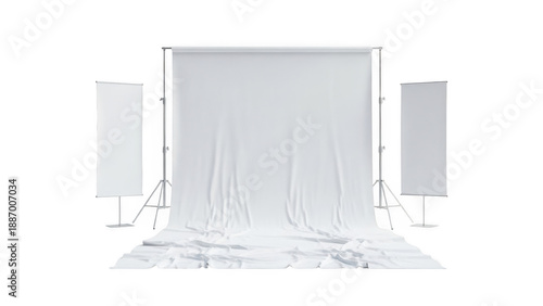 Professional photography studio setup with backdrop and lighting isolated on transparent background