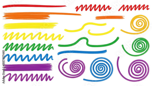 Vibrant swirling lines and spirals in a colorful abstract illustration